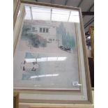 A framed and glazed French print, Andre' Caspard, Une Salle de Billard, 82 x 62 cm.