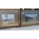 Two framed and glazed watercolours, one signed D Cox.