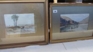 Two framed and glazed watercolours, one signed D Cox.