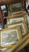 A set of 6 gilt framed and glazed hunting prints.