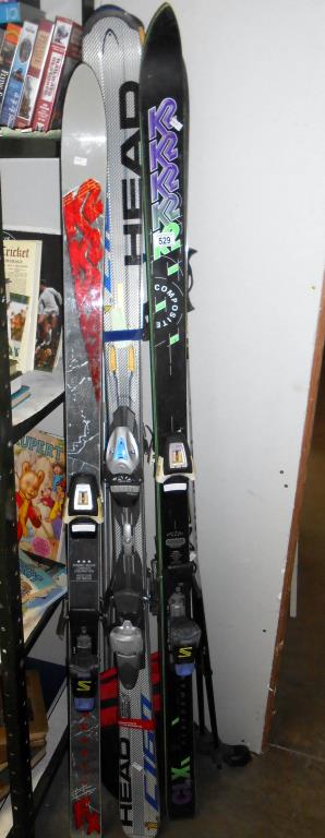 3 sets of ski's and 2 set's of ski poles