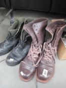 2 pairs of military boots size 8 and 10