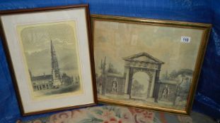 Two framed and glazed prints.