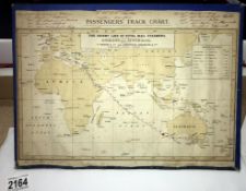 A rare and unusual original shipping map showing "Passenger Track Chart" for RMSS Austral with