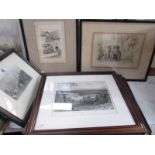 7 framed and glazed engraving including 'Dark Entry, Canterbury', 'The Thames From Richmond Hill',