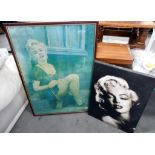 Large framed and glazed Marilyn Monroe print (in need of a clean) and a canvas print (some marks to
