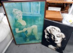 Large framed and glazed Marilyn Monroe print (in need of a clean) and a canvas print (some marks to