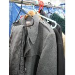 A mixed lot of men's clothing including jacket, double breasted coats, Chino's etc.