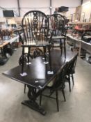 A refectory pub style table and 6 chairs