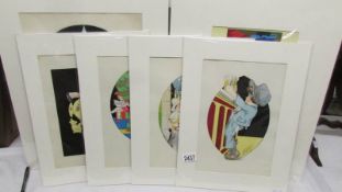 A collection of 6 circa 1920/30's art deco pochoir prints (hand stencilled) possibly French,