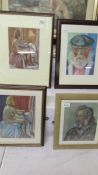 4 framed and glazed pastels by J Snowden being two portraits and two nude studies.