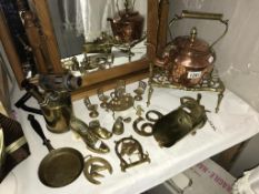 A quantity of brassware etc.