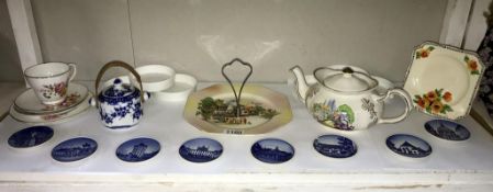 8 small Royal Copenhagen plates, a teapot, jam pot & tea ware etc.