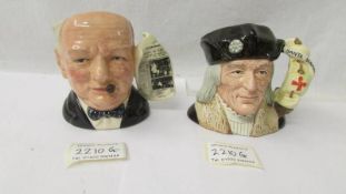 2 Royal Doulton character jugs - Christopher Columbus 3146/7500 and Winston Churchill "Today is V