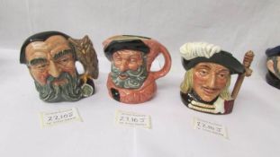 3 Royal Doulton character jugs - Aramis D6454, Falstaff D6385, Merlin D6536.