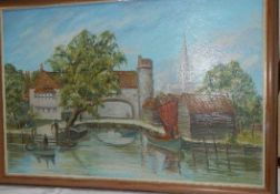 A mid 20th century oil on board rural scene.