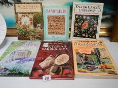 A quantity of books relating to embroidery, samplers etc.