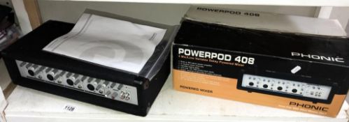 A boxed 7 unused phonic Powerpod 408 mixer