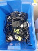 2 full boxes of quality voltage adaptors, leads, speakers,