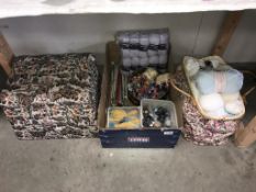 A good selection of sewing & knitting items including wool, needles, tapestry threads,