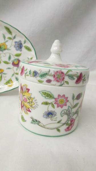 A pair of Minton 'Haddon Hall' preserve pots on tray. - Image 4 of 5