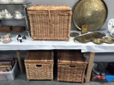 3 large wicker baskets/trunks size;