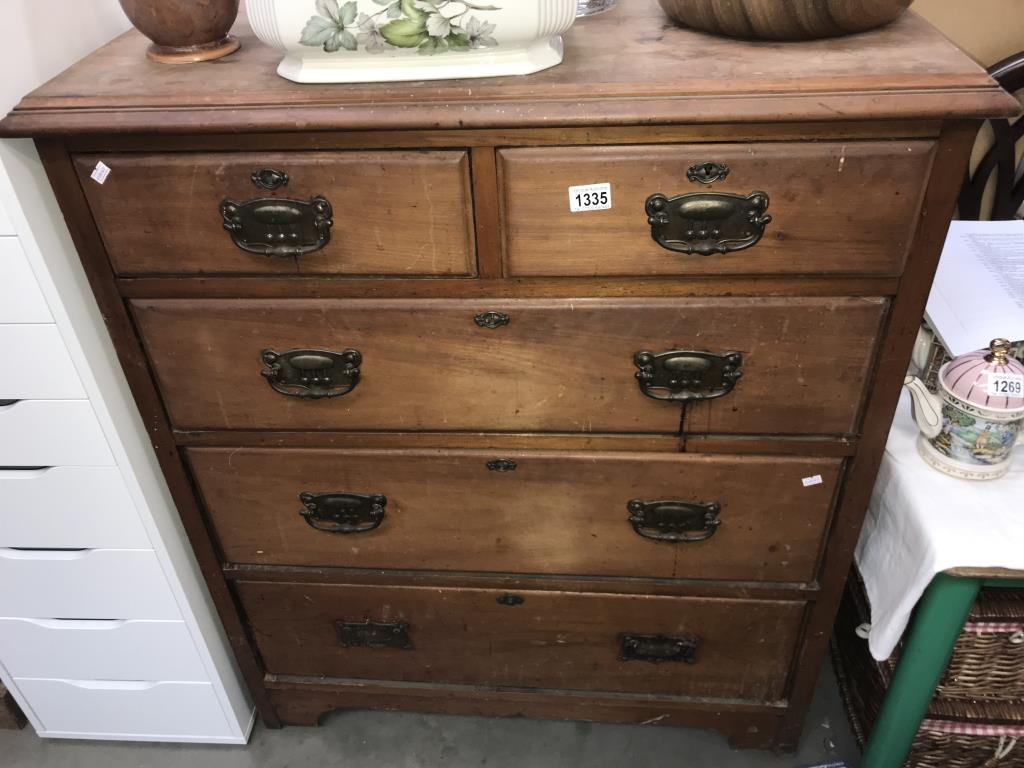 An Edwardian satin walnut chest of drawers Height 117cm, width 90cm,