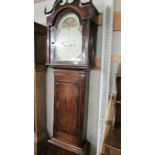 A mahogany cross banded 8 day moon dial Grandfather clock in working order,