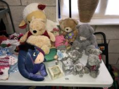 A quantity of soft toys including Me to You Bears, Forever friends, Eeyore,