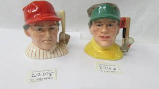 2 Royal Doulton character jugs - The Golfer D6865 and The Baseball Player D6957.