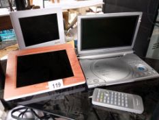 A Panasonic DVD player & 2 digital photo displays