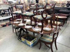 A set of 6 dark wood stained dining chairs