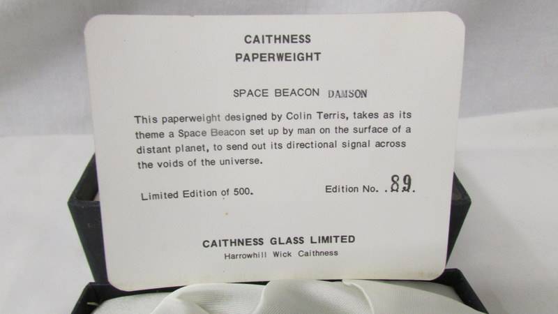 A Limited Edition Caithness glass paperweight "Space Beacon", damson, 89/500 (box a/f). - Image 3 of 3