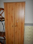 A pine 2 door wardrobe.