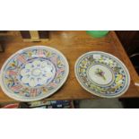 Two hand painted studio pottery plates.