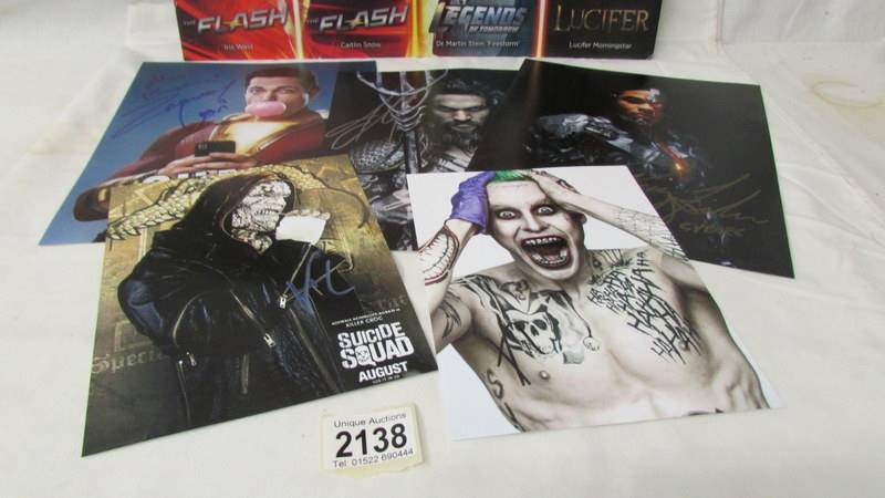 A collection of signed DC Super hero pictures including Joker, Aquaman etc. - Image 3 of 3