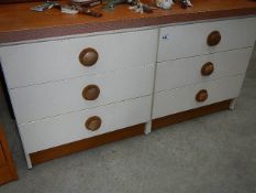 A pair of 3 drawer bedroom chests.