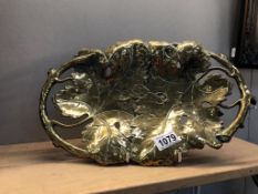 A heavy brass 'leaf' tray in the style of WMF,