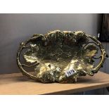 A heavy brass 'leaf' tray in the style of WMF,