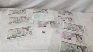 Ten UK twenty pound notes including D B A Kentfield, G H Gill, J S Fforde.