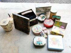 A box of vintage tins