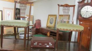 A pair of good quality mahogany inlaid bedroom chairs.