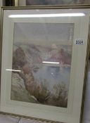 A framed and glazed watercolour coastal scene signed H J Thurnall, 1906, image 39 x 29 cm,