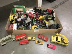 A box of play worn Die cast including Hot wheels & Matchbox etc.
