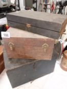 3 vintage wooden boxes,