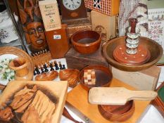 A good lot of wooden items including chess set.