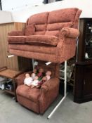 A 2 seater settee and an electric recliner