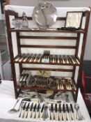 A large quantity of 19th/20th century plated cutlery including Walker & Hall & Hukin & Heath tray