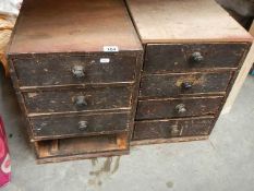 Two old pine cabinets (one missing a drawer).