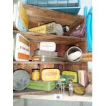 A set of vintage pine shelving with a collection of good collectables.